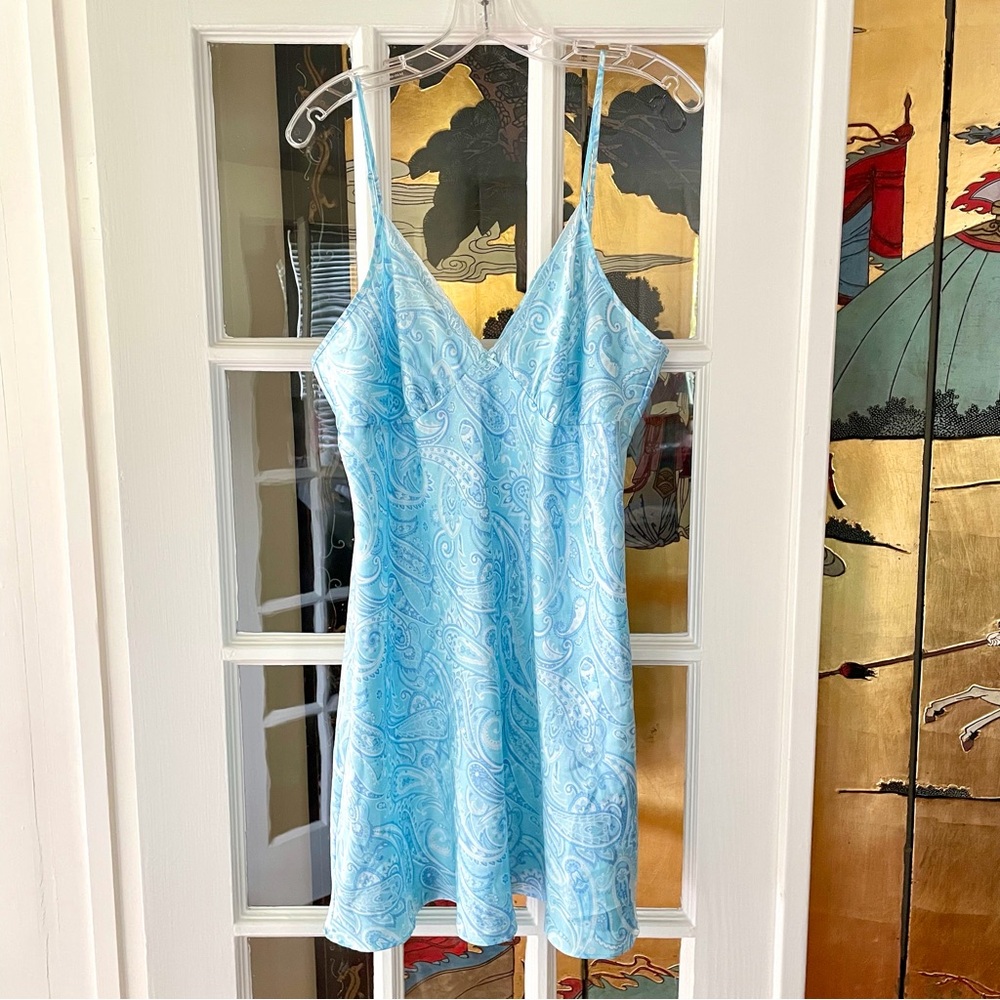 Adonna Womens Satin Paisley Chemise Slip Dress Nightie Romantic Lingerie SZ XL